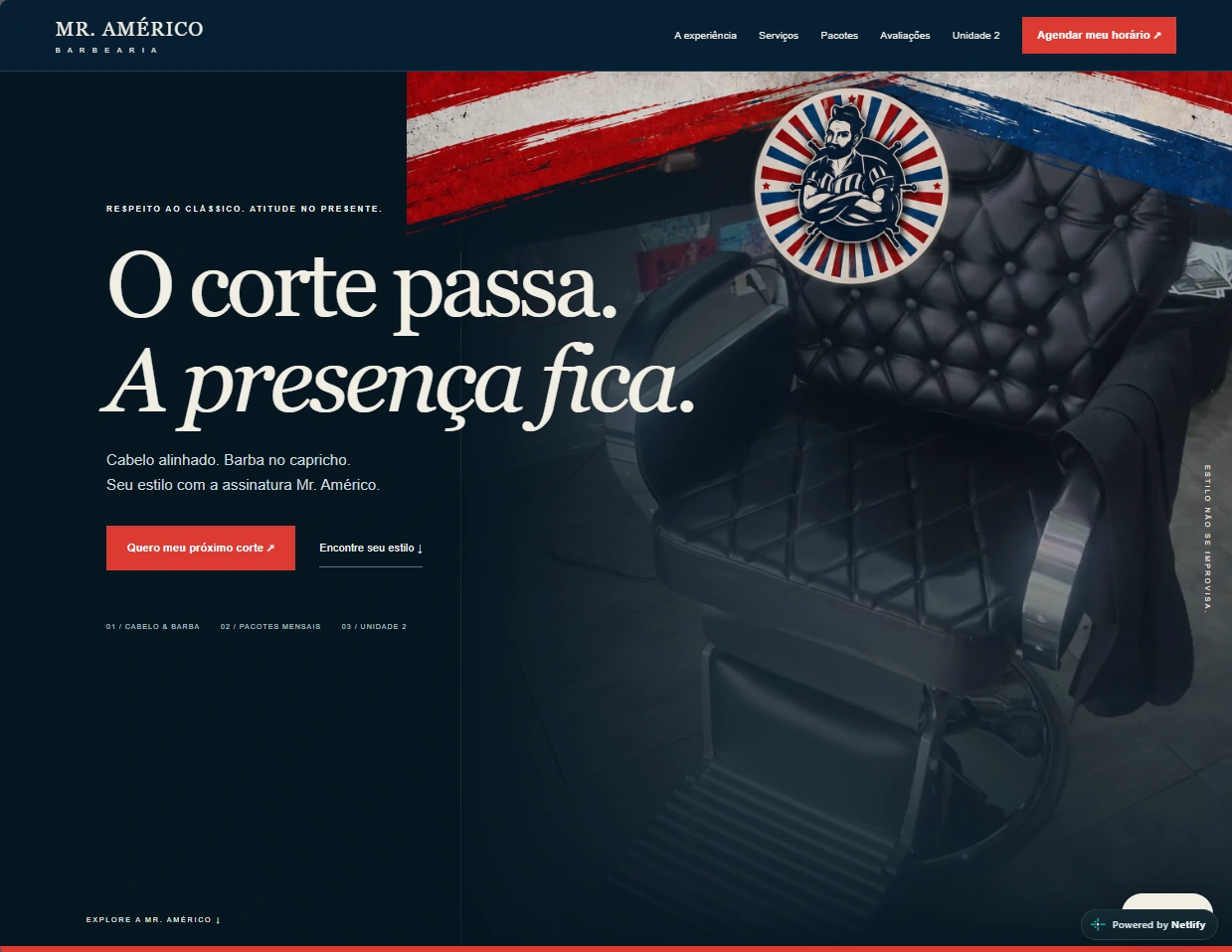 Captura real da página inicial do site Mr. Américo · Unidade 2