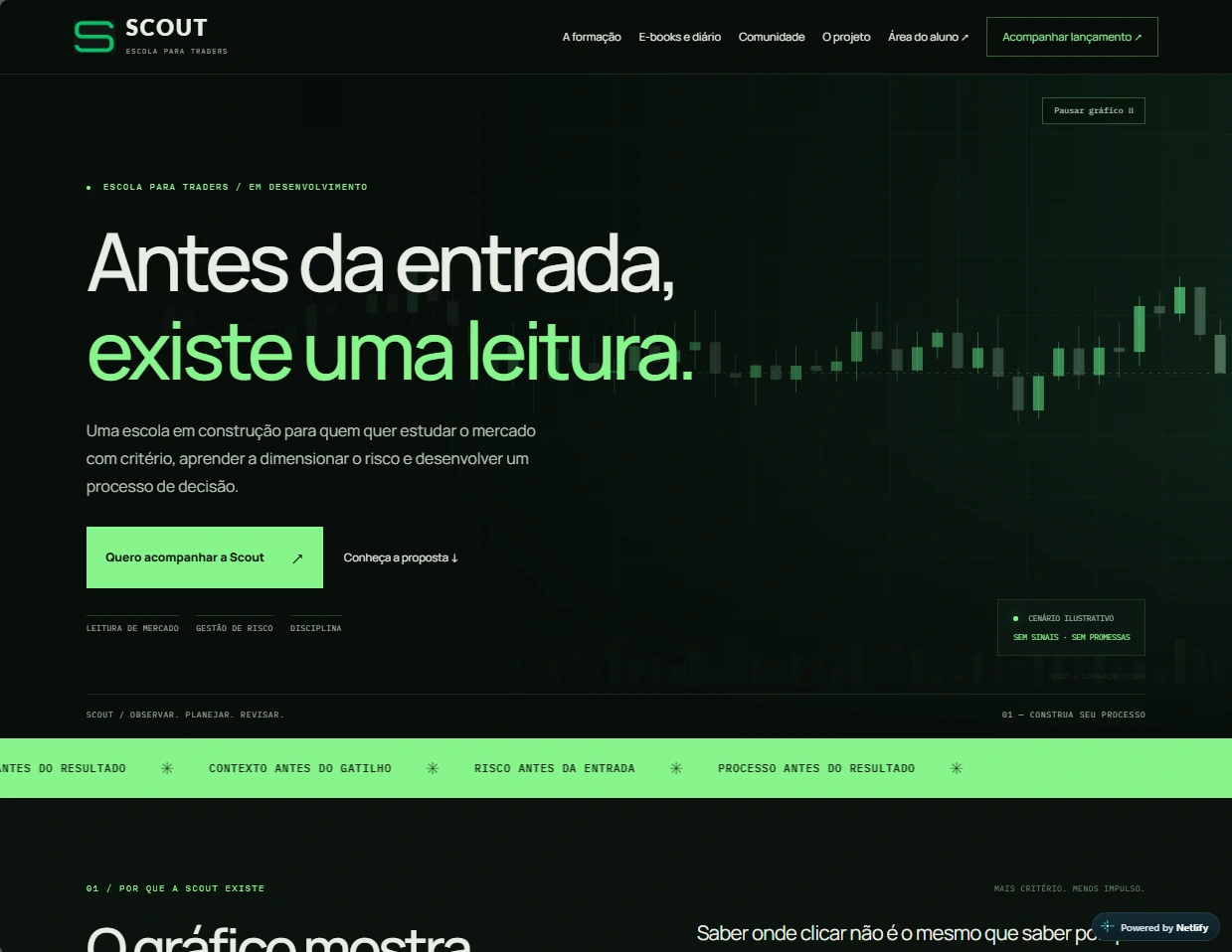 Captura real da página inicial do site Scout